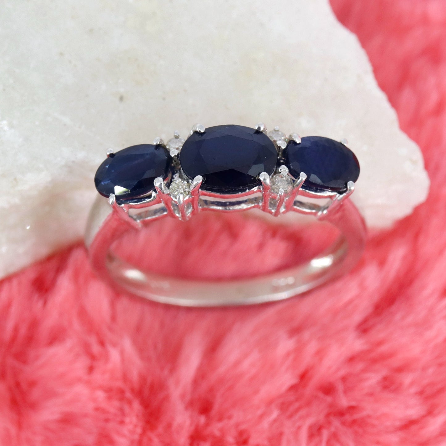 Blue Sapphire Engagement Ring Silver