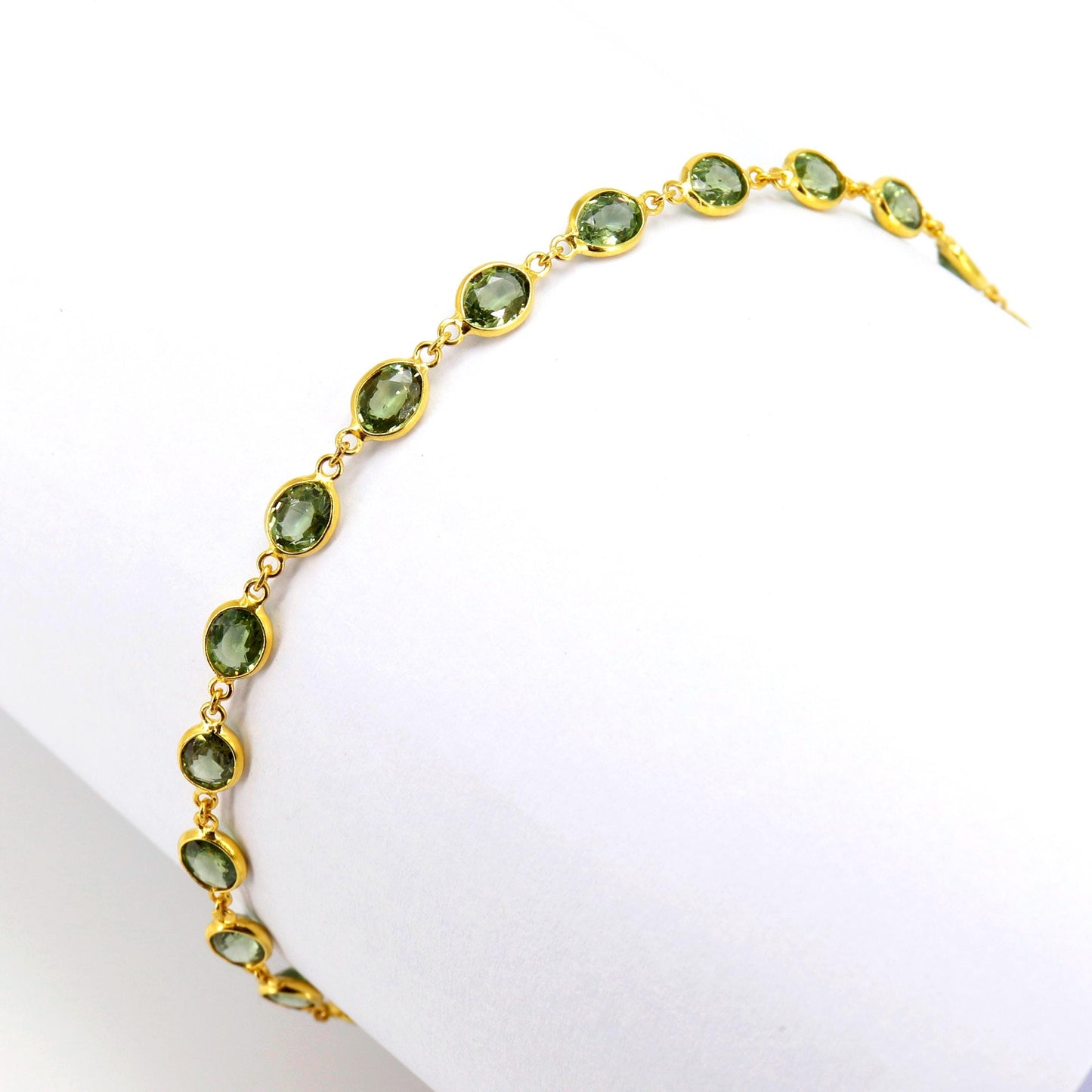 Rare Green Sapphire Bracelet 14K Gold