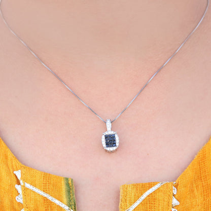 Invisible Princess Cut Black Pendant 18K Gold