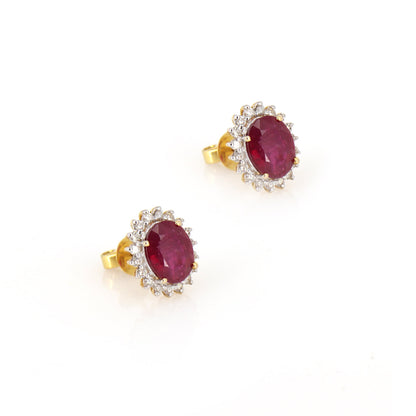 Ruby Studs / Ruby Earring 14K Gold
