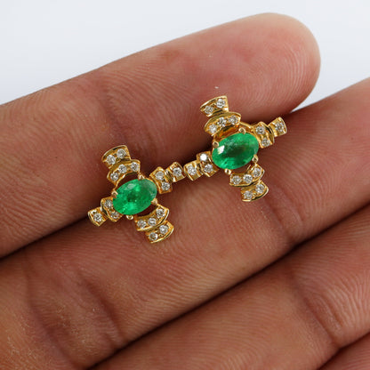 Cross Style Earring 18K Gold