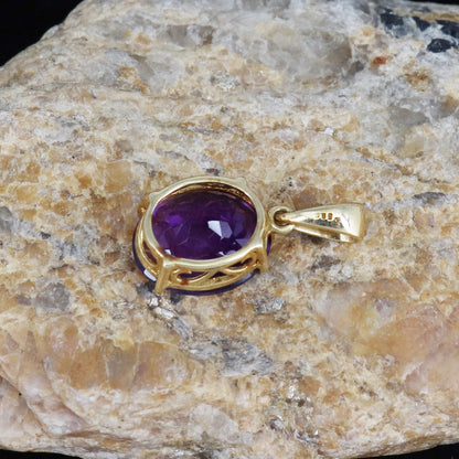 Oval Cut Amethyst Amethyst Charming Pendant 14K Gold