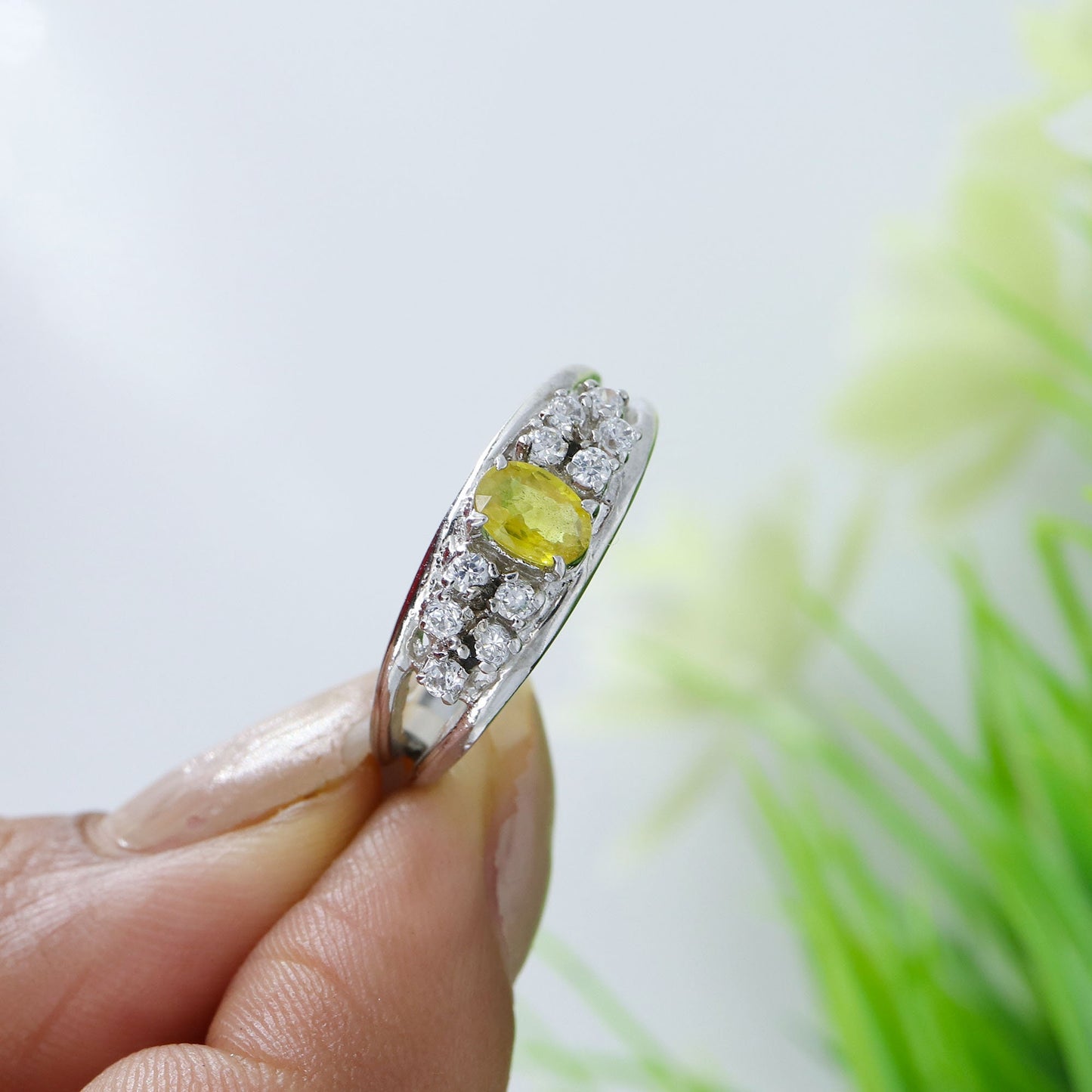 Classic Yellow Orange Sapphire Cubic Zirconia Ring Silver