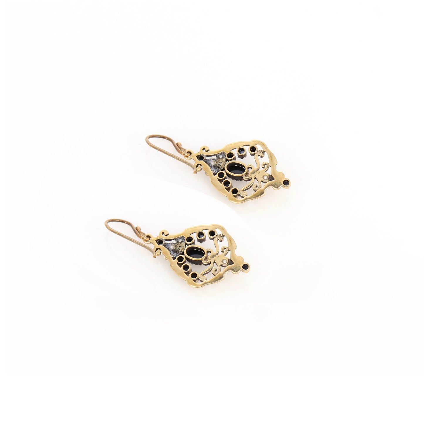 9K Yellow Black Onyx Pearl Earring Gold