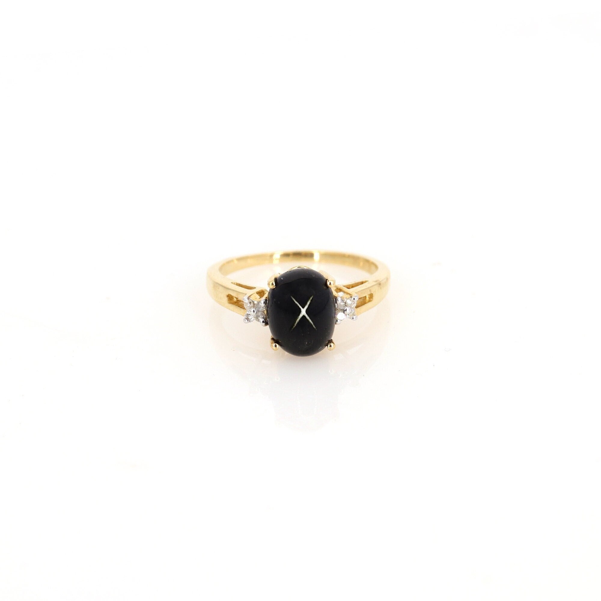 Yellow Black Star Ring 14K Gold