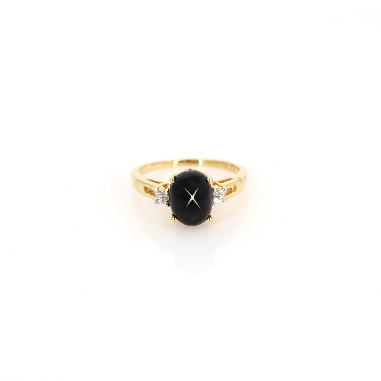 Yellow Black Star Ring 14K Gold