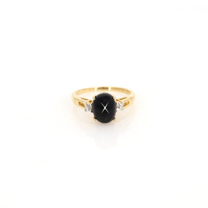 Yellow Black Star Ring 14K Gold