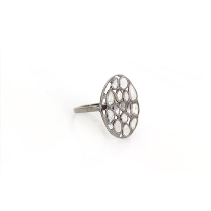 Rose Cut Polki Pave Jewelry Ring Silver