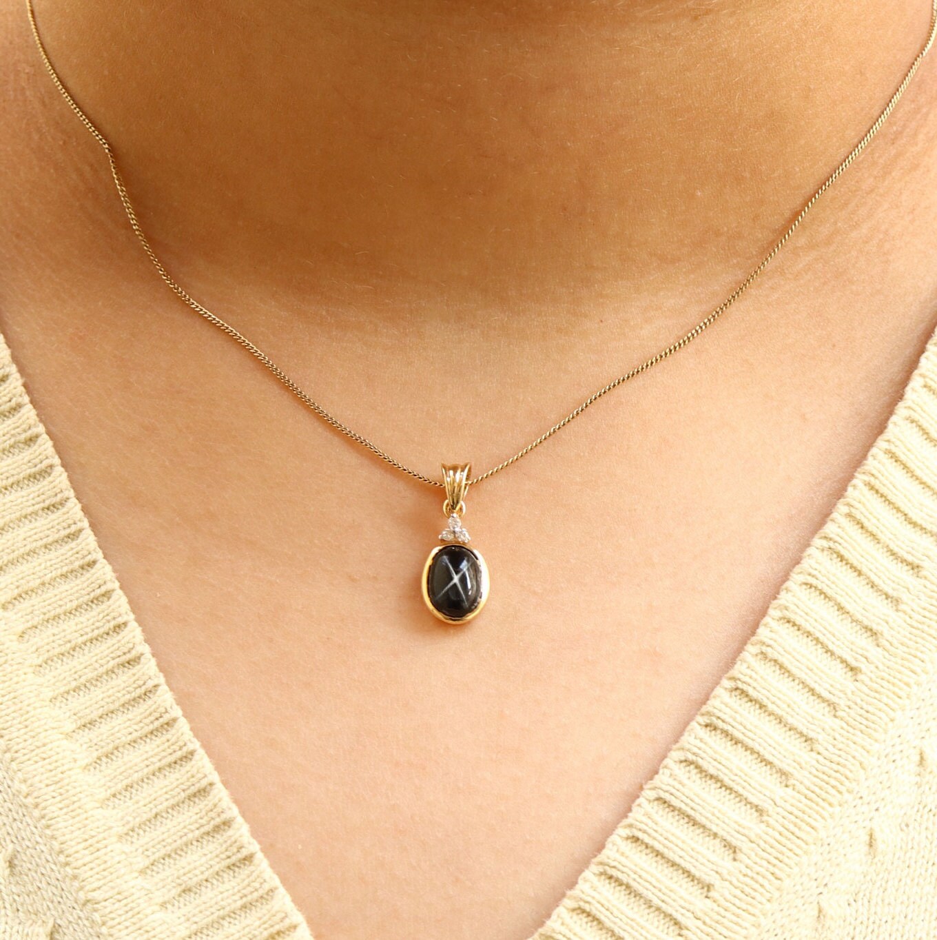 Black Star Pendant 14K Gold