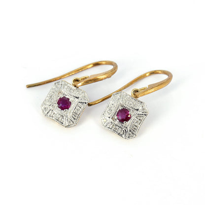 Red Ruby & Earring Gold