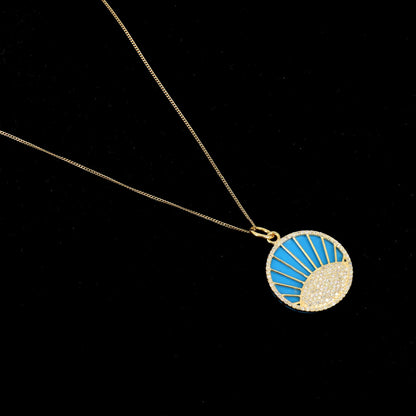Coin Medallion Evil Eye Pendant Gold