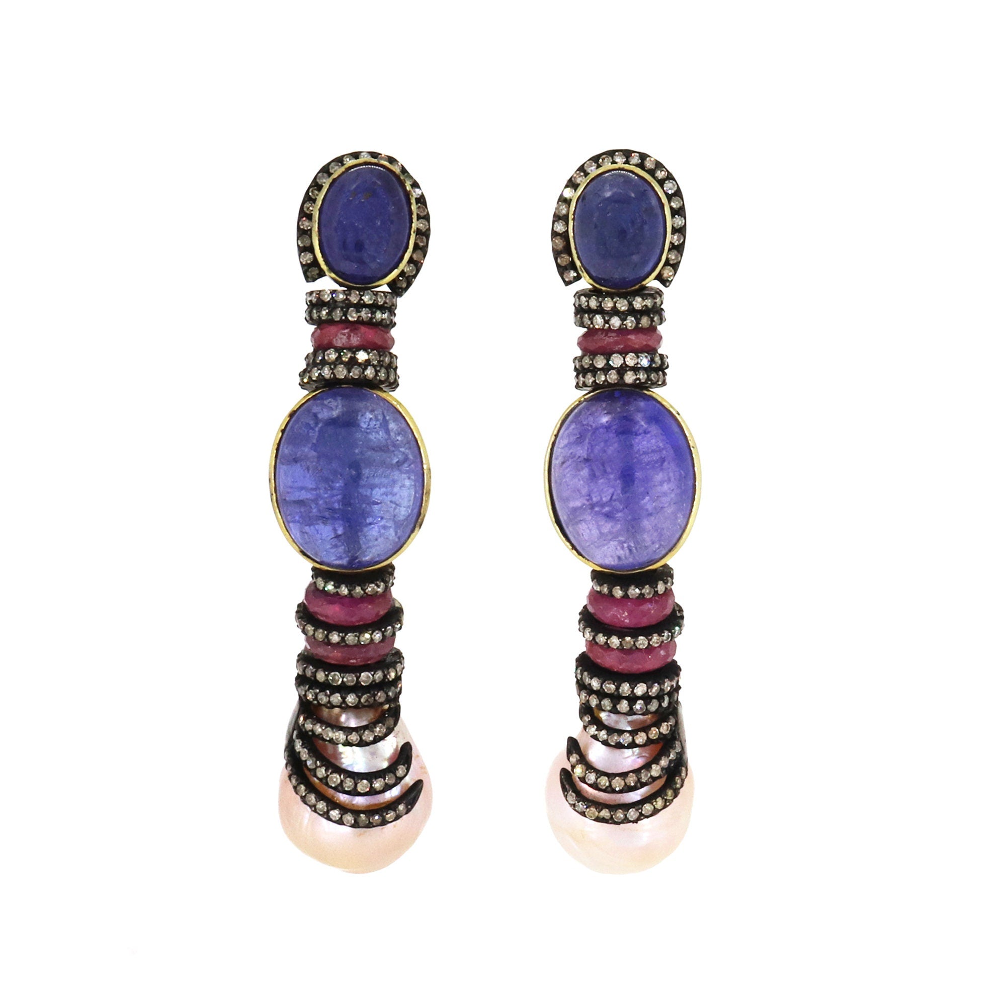 Tanzanite Ruby Gemstone Earring