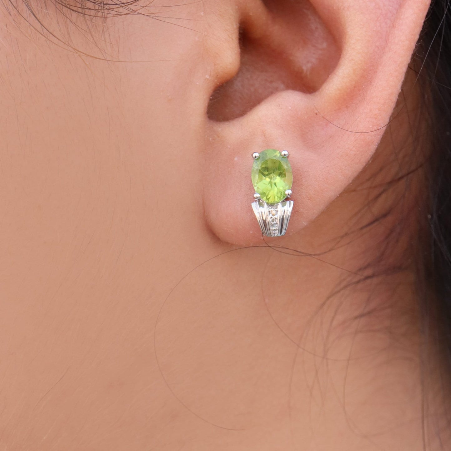 Peridot Studs Genuine 2.47 Peridot Earring 14K Gold