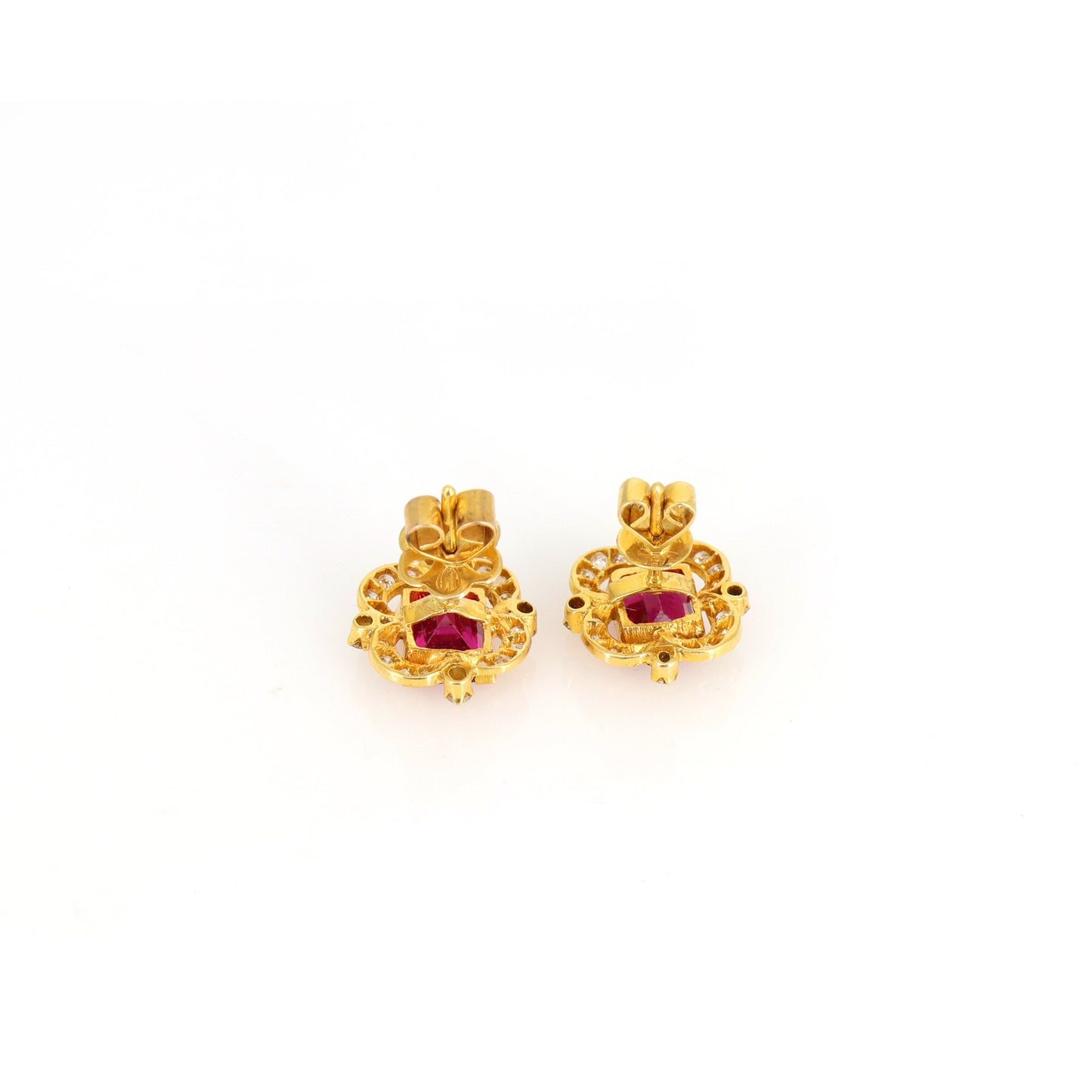 Genuine Pink Tourmaline Tourmaline Gemstone Stud Earring 18K Gold