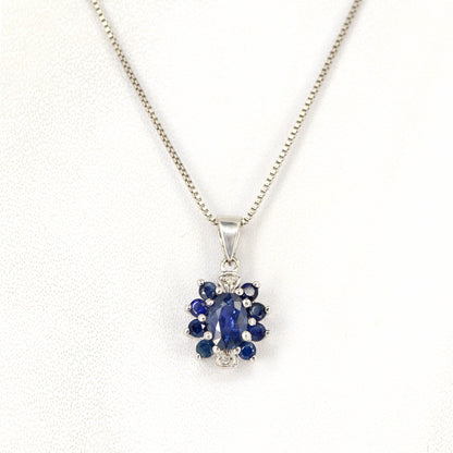 Dainty Sapphire Necklace 14K Gold