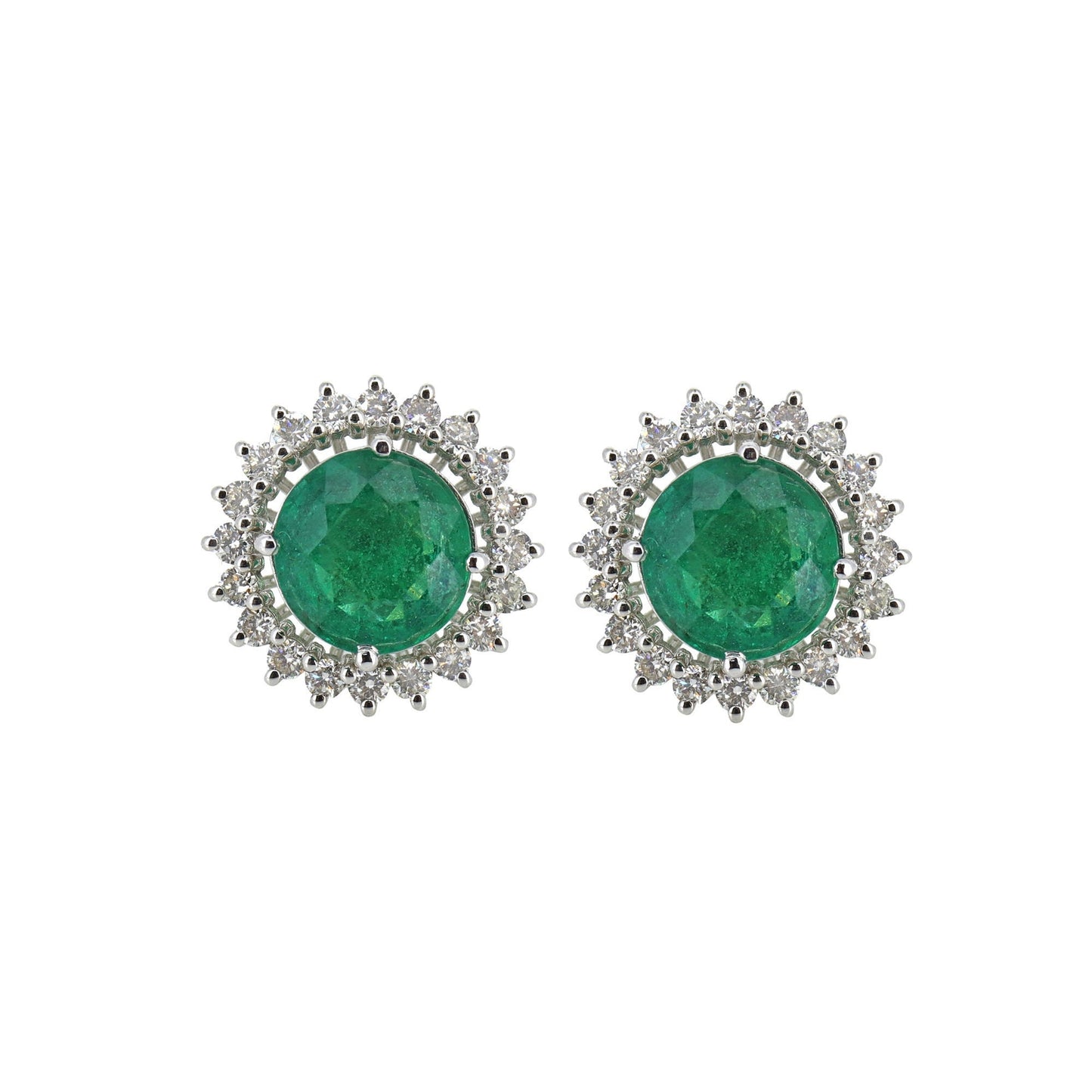 Emerald Cluster Halo Earring 18K Gold
