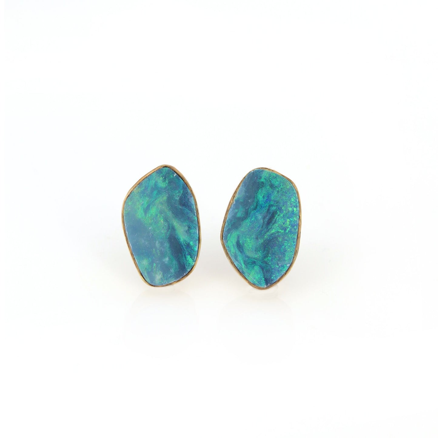 Raw Flat Opal Earring 14K Gold