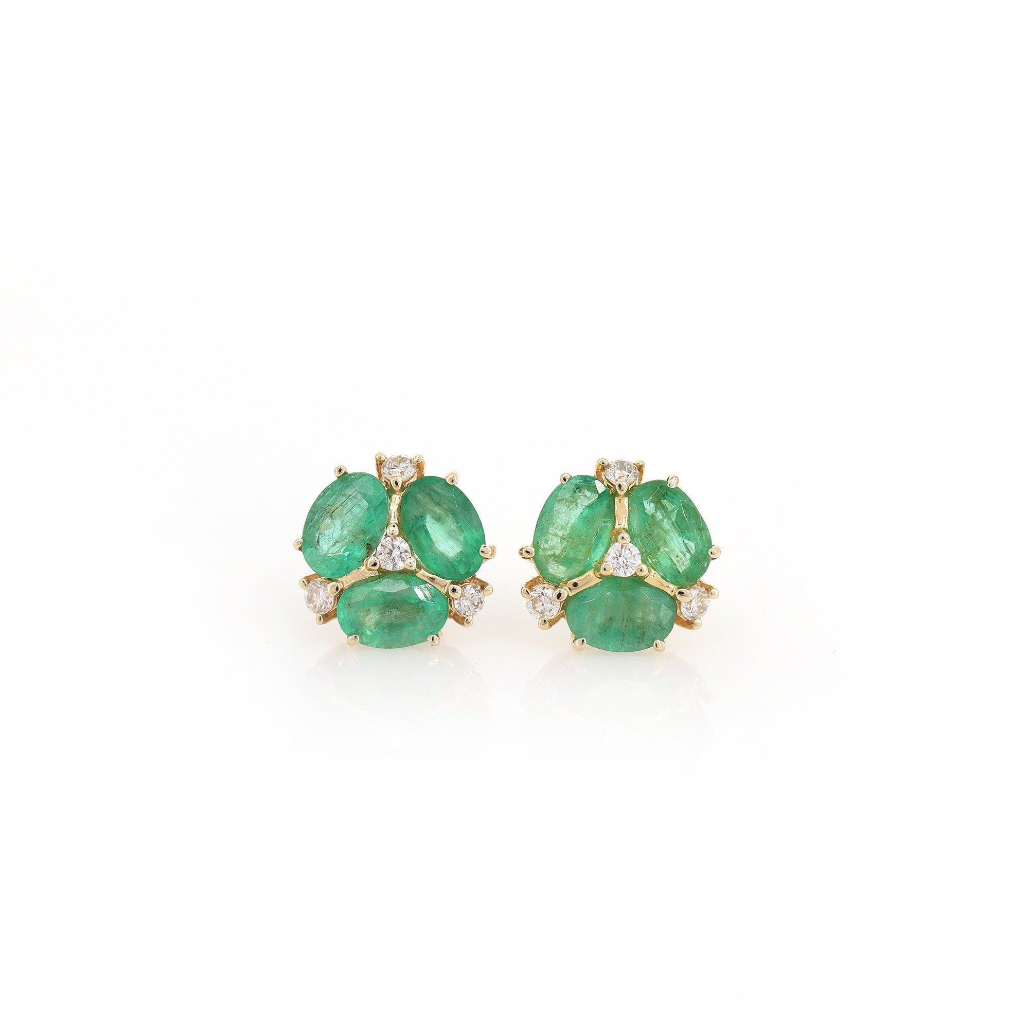 2.52 Emerald Delicate Dainty Studs Earring 14K Gold