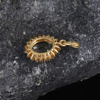 Green Amethyst Pendant 14K Gold