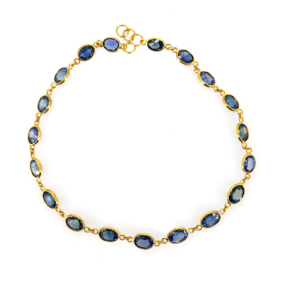 Yellow Blue Sapphire Bracelet 14K Gold