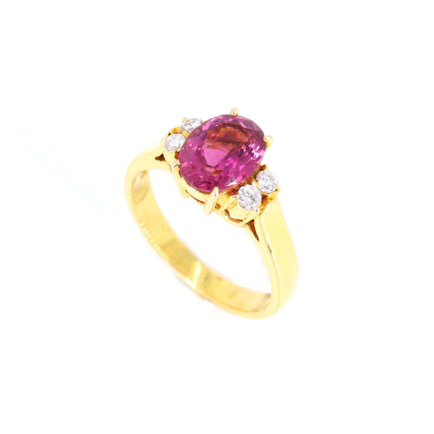Dark Pink Tourmaline Ring 18K Gold