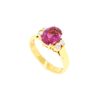 Dark Pink Tourmaline Ring 18K Gold