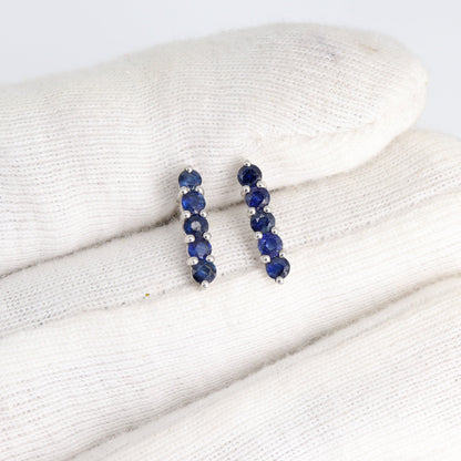 Blue Sapphire Stud Earring 14K Gold