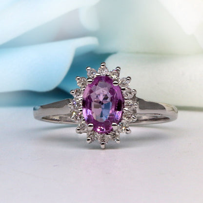 White Pink Sapphire Ring 14K Gold