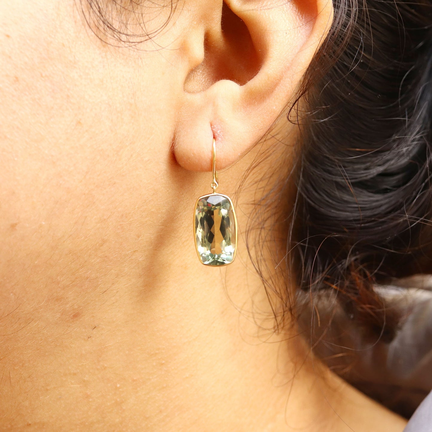 Yellow Green Amethyst Earring 18K Gold