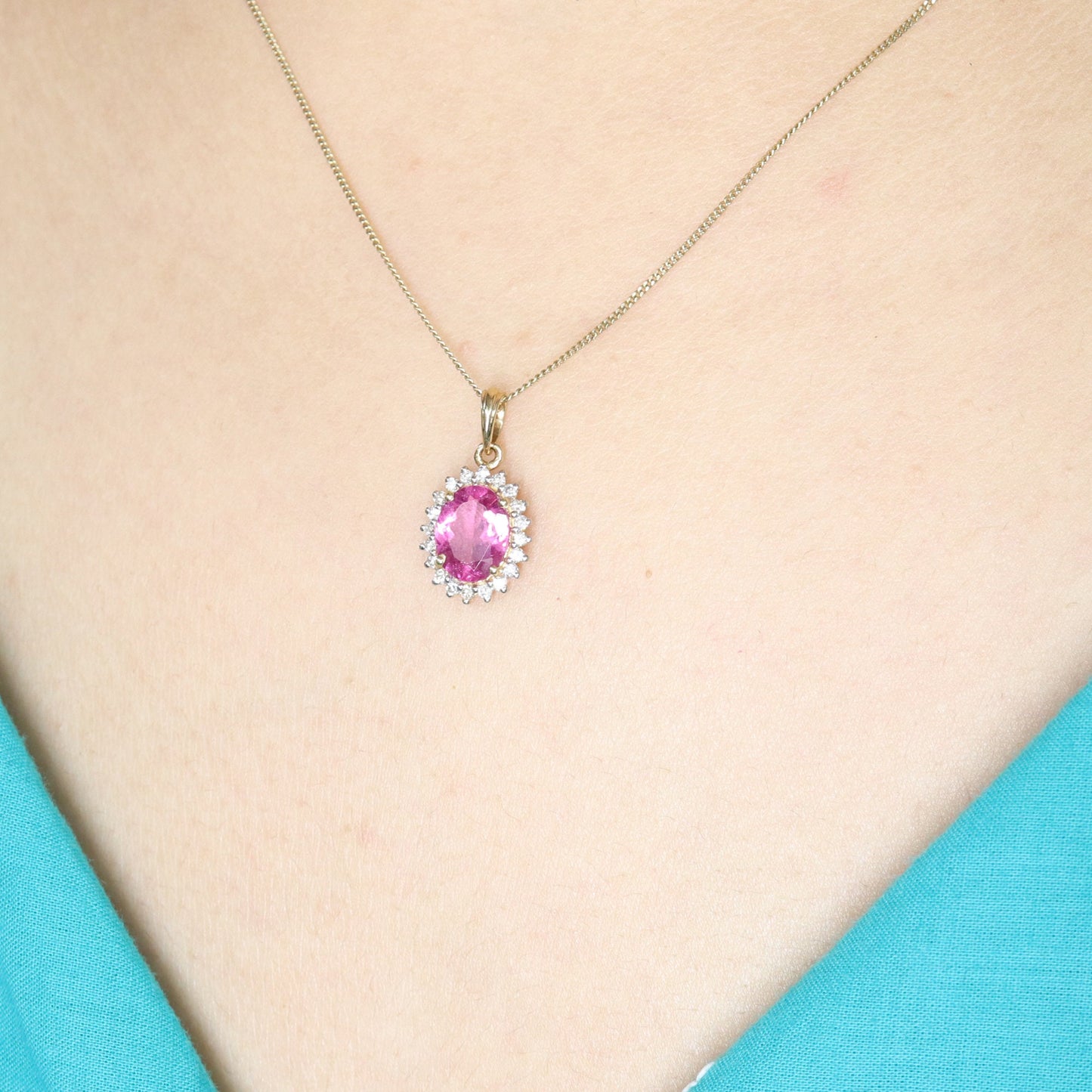 Pink Tourmaline Pendant 14K Gold