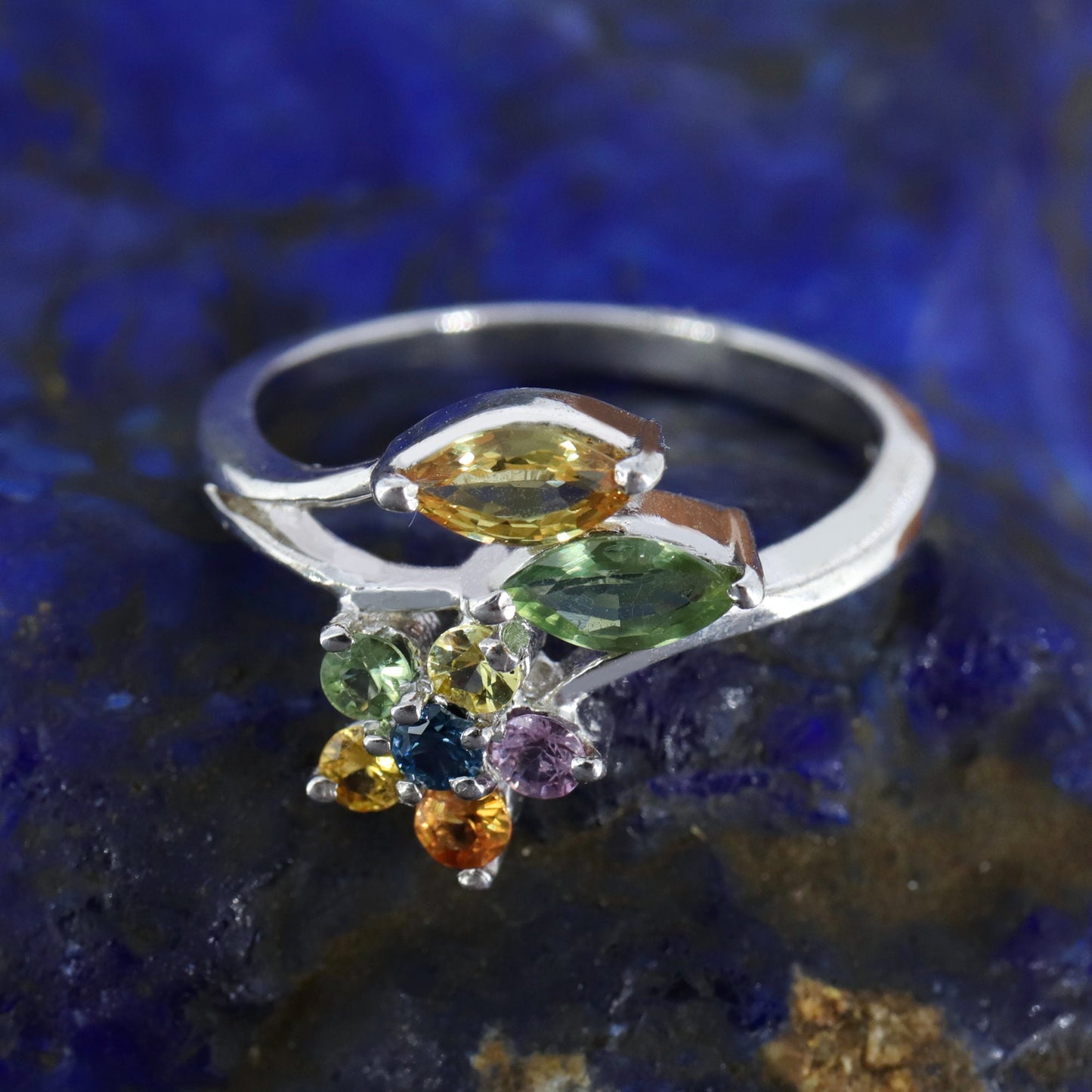 Classic Multi Sapphire Ring Silver