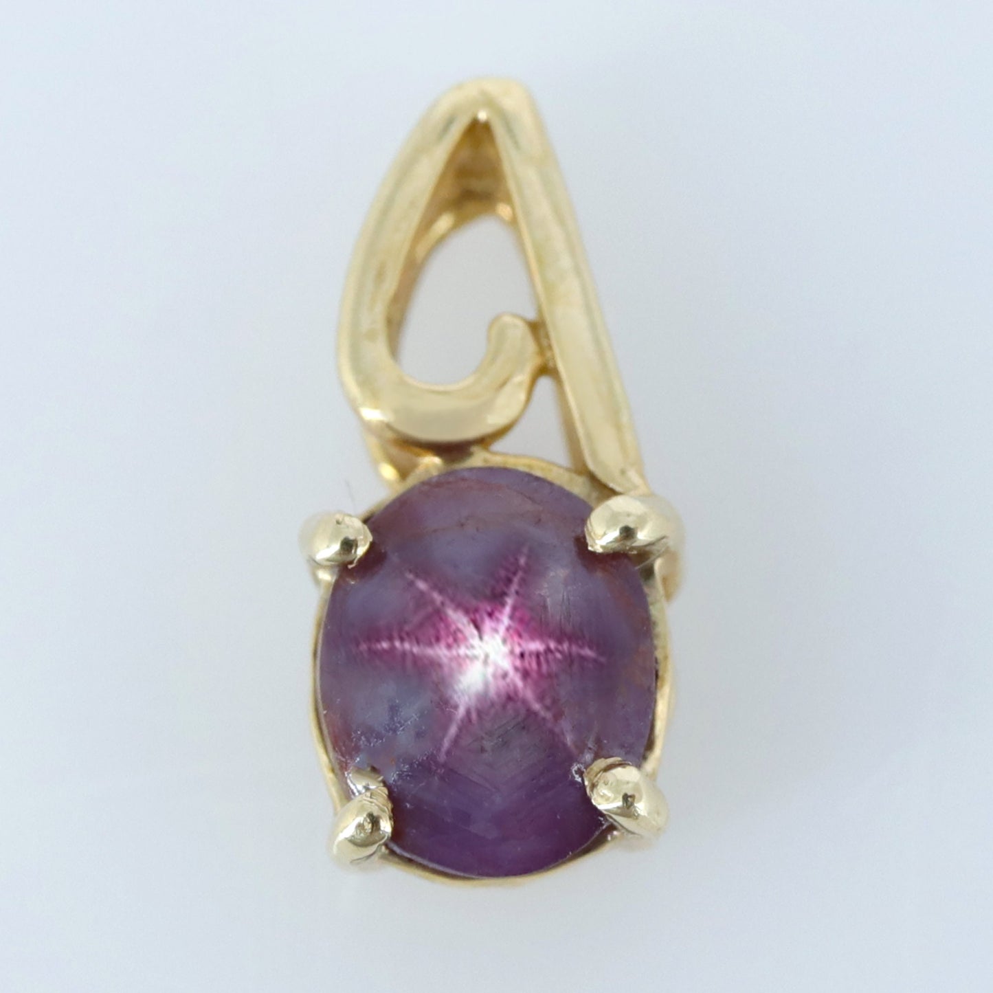 Pink Star Ruby Pendant 14K Gold