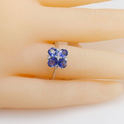 Flower Style Blue Sapphire Ring 14K Gold
