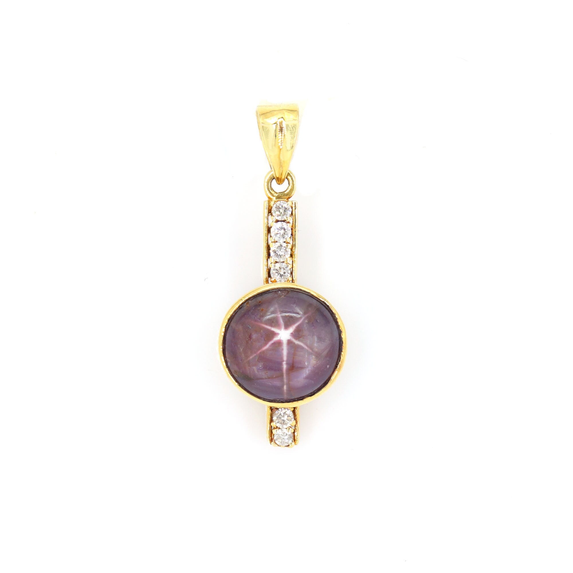 Star Ruby Pendent Necklace 18K Gold