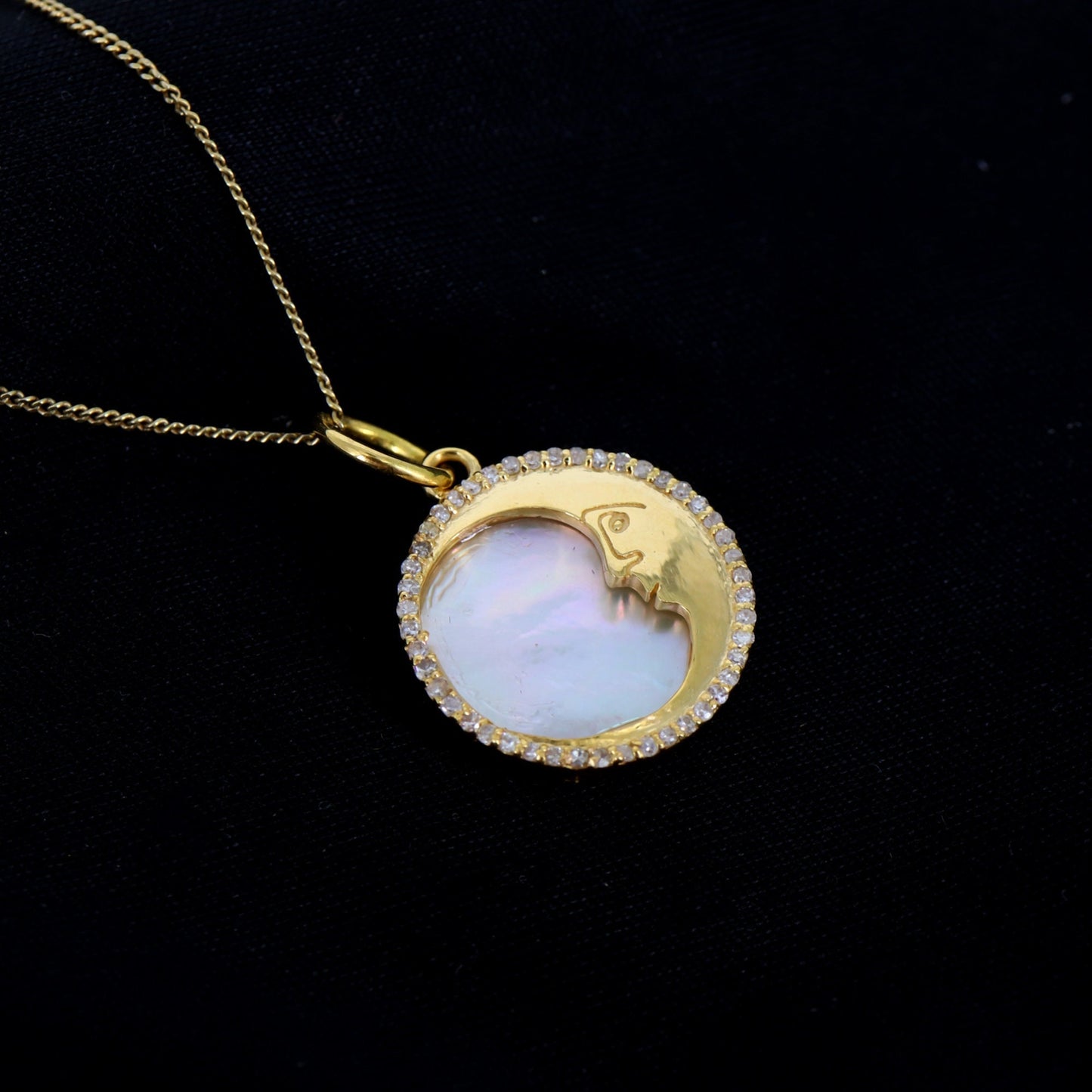 Half Moon Round Charm Turquoise Charm Pendant 14K Gold