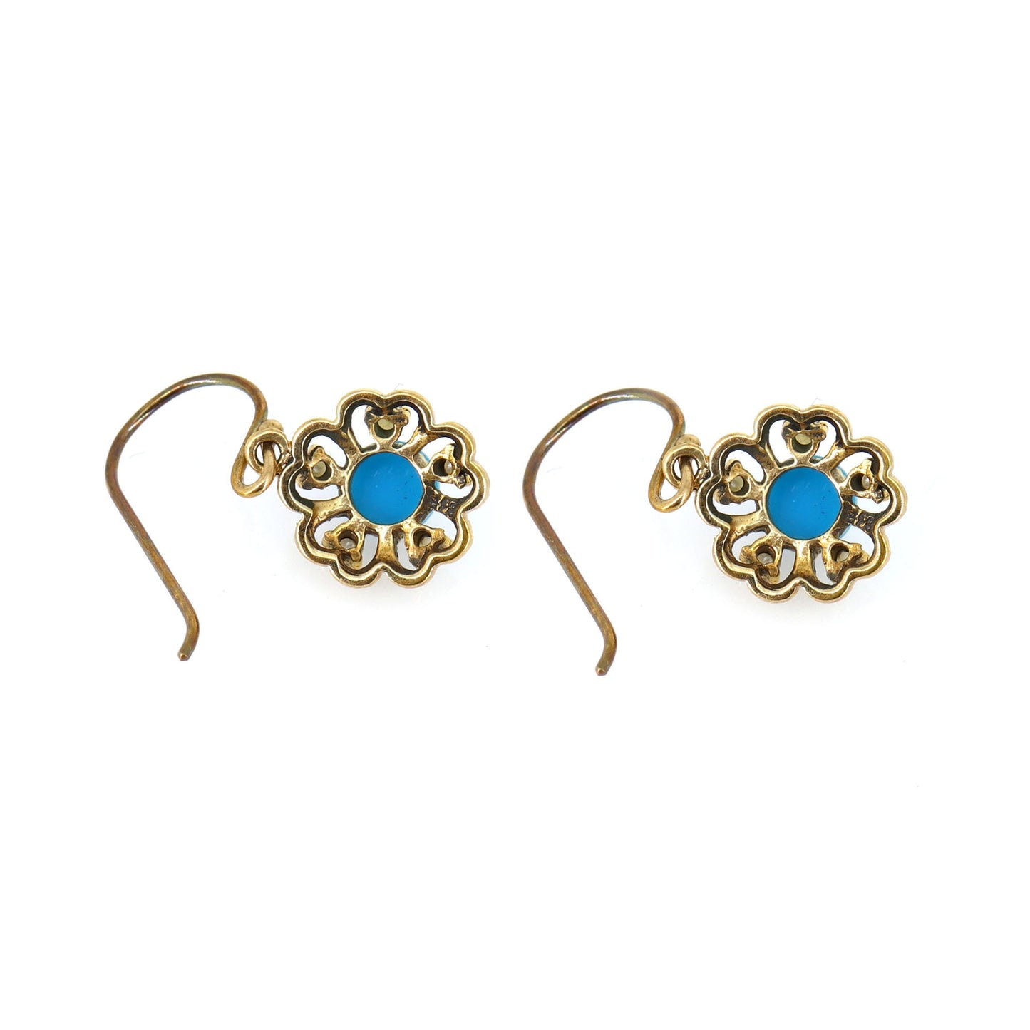 Tiny Pearl Blue Turquoise Yellow Earring Gold