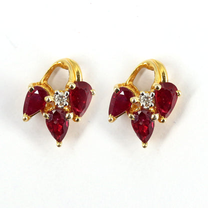 Pear Cut Ruby Earring 14K Gold