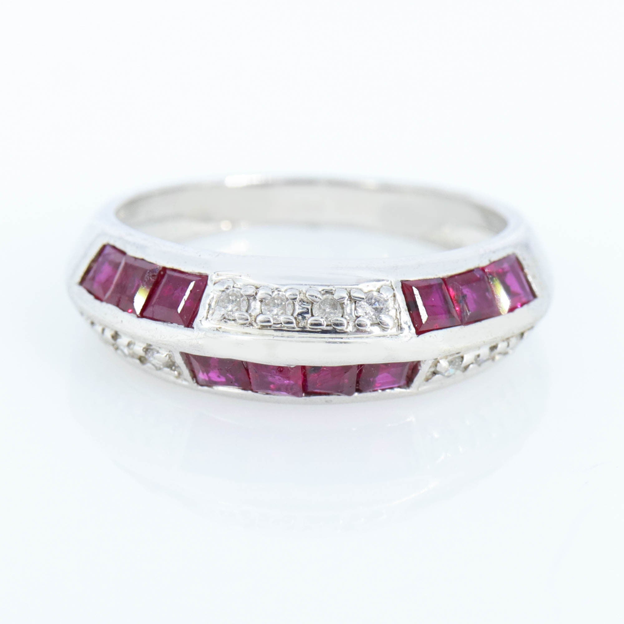 Ruby Band Eternity 925 Sterling Band Dainty Ruby Anniversary Ring Silver