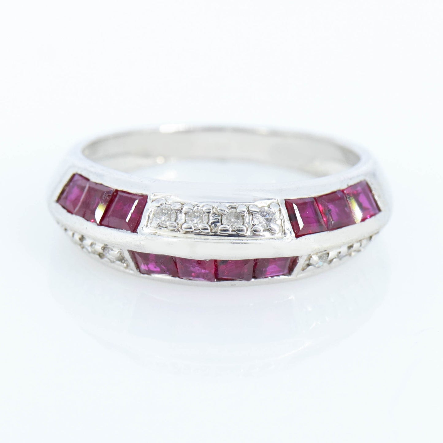 Ruby Band Eternity 925 Sterling Band Dainty Ruby Anniversary Ring Silver