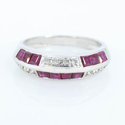 Ruby Band Eternity 925 Sterling Band Dainty Ruby Anniversary Ring Silver