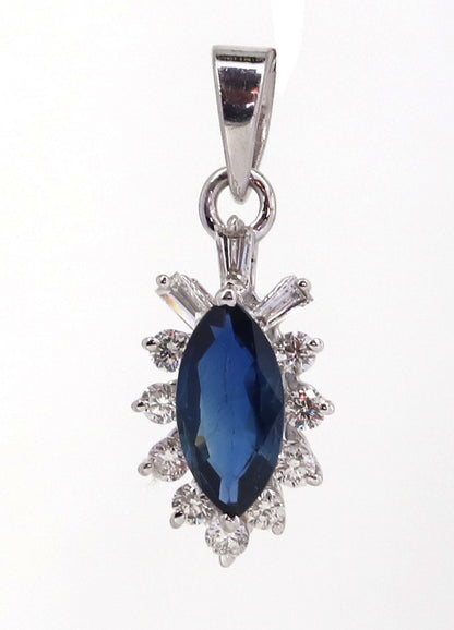 Blue Sapphire White Pendent White Pendant 18K Gold