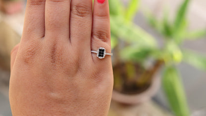 Black Engagement Ring 18K Gold