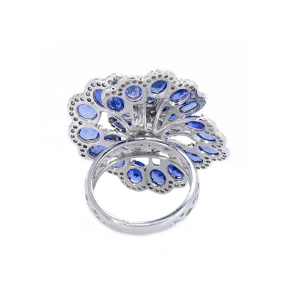 Statement Blue Sapphire Ring 14K Gold