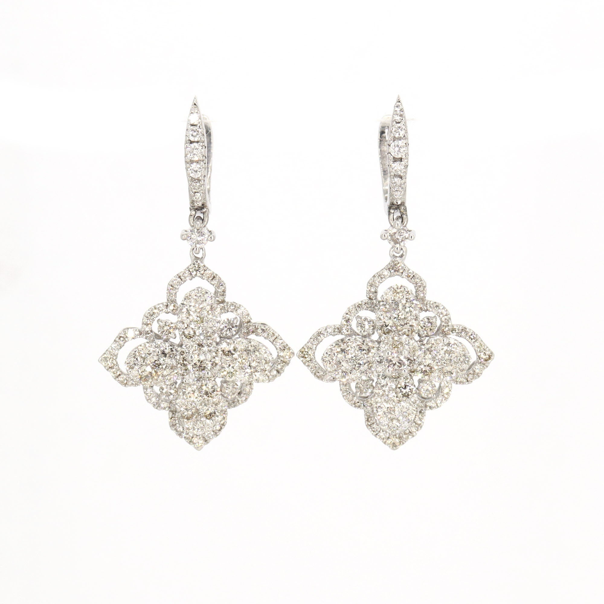 Genuine White Wedding Earring 18K Gold