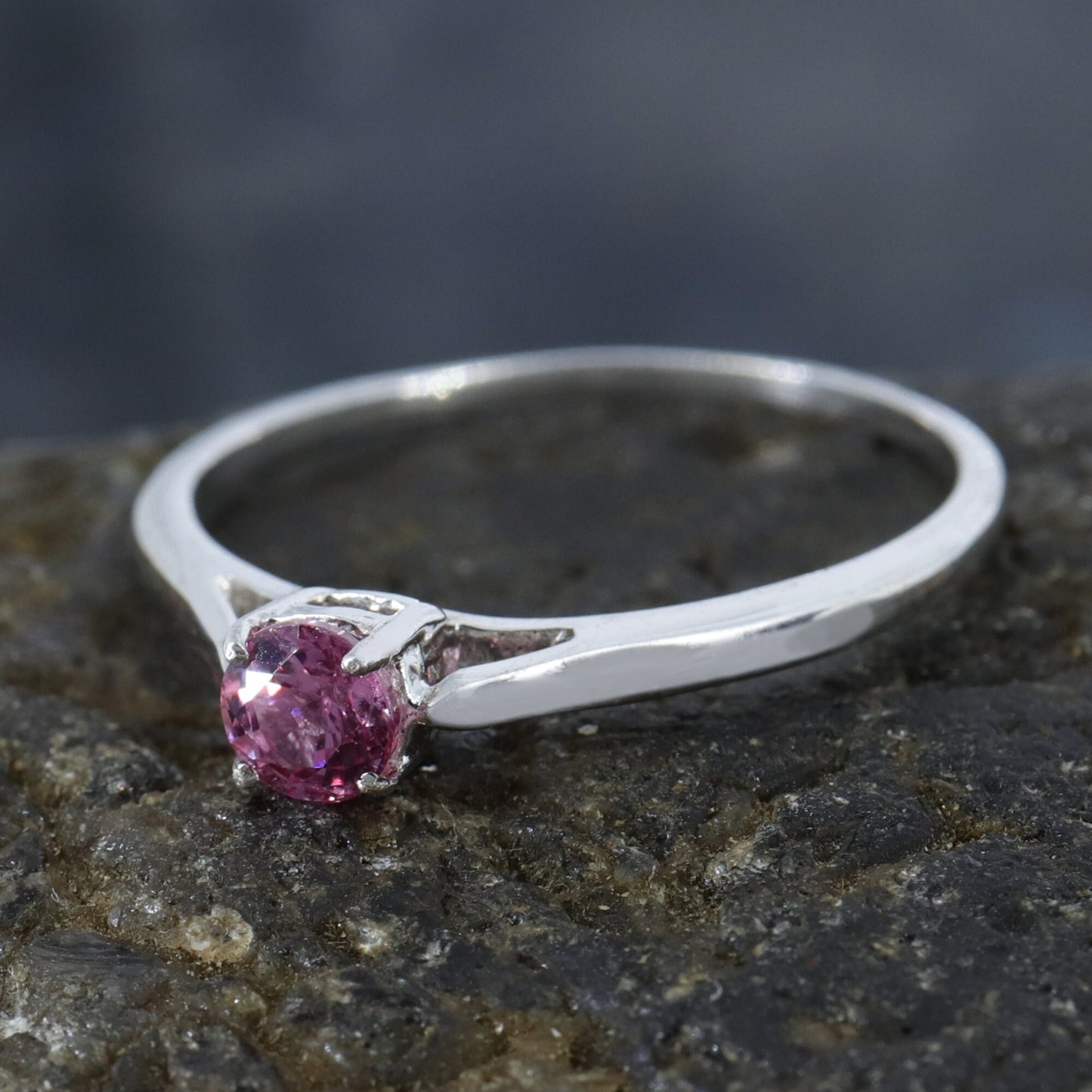 Dainty Pink Sapphire Ring Silver
