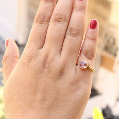 Pink Tourmaline Ring 18K Gold