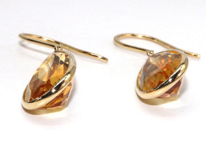 Yellow Handmade Citrine Hanging Earring 18K Gold