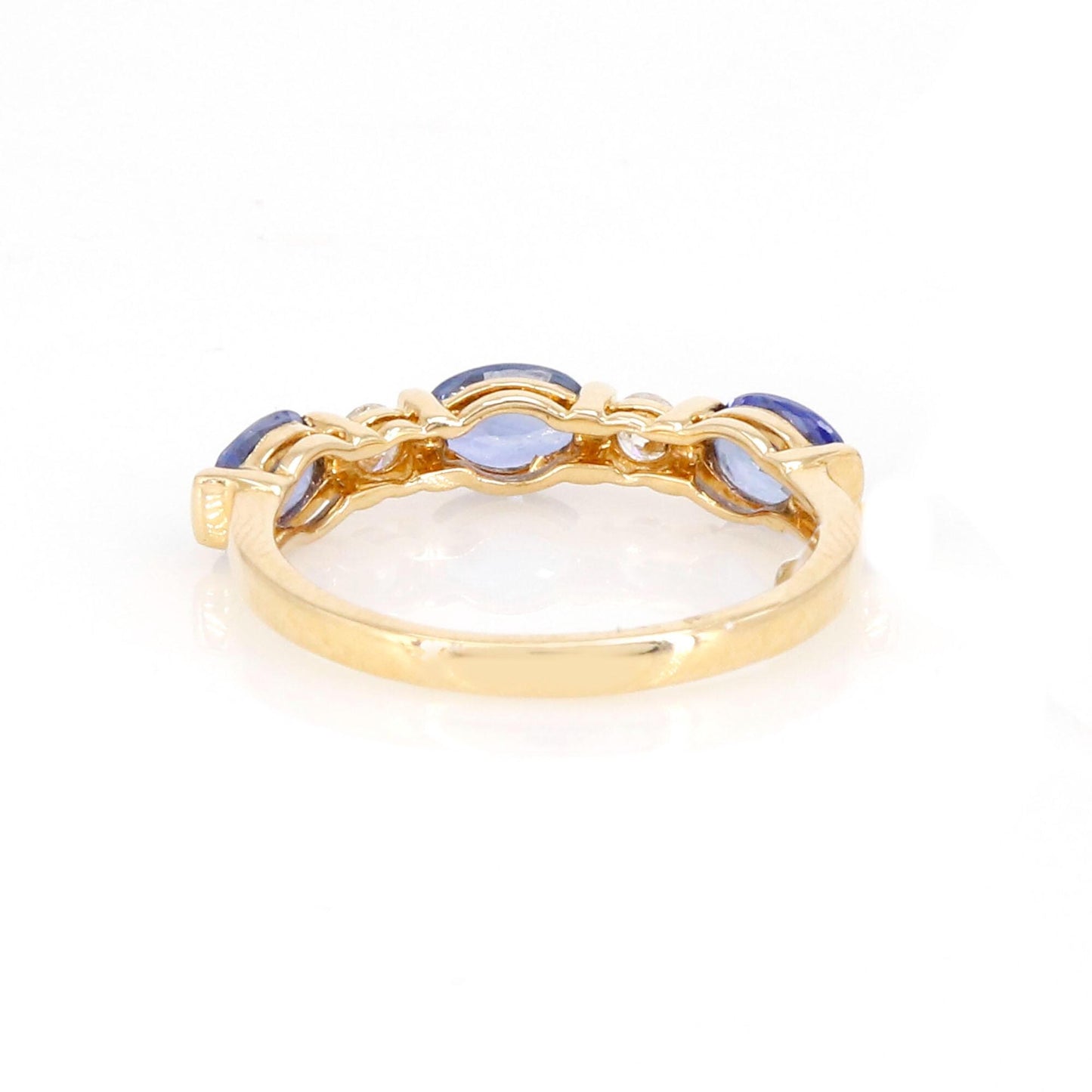 Elegant Sapphire 3 Stone[Sapphire] & 2 Stone [] Yellow / Ring 18K Gold