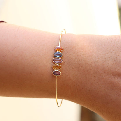 Beautiful Flexible Bangle Multi Sapphire Fine Jewelery Open Cuff Bangle Anniversary Multi Sapphire Rose Cut 18K Gold
