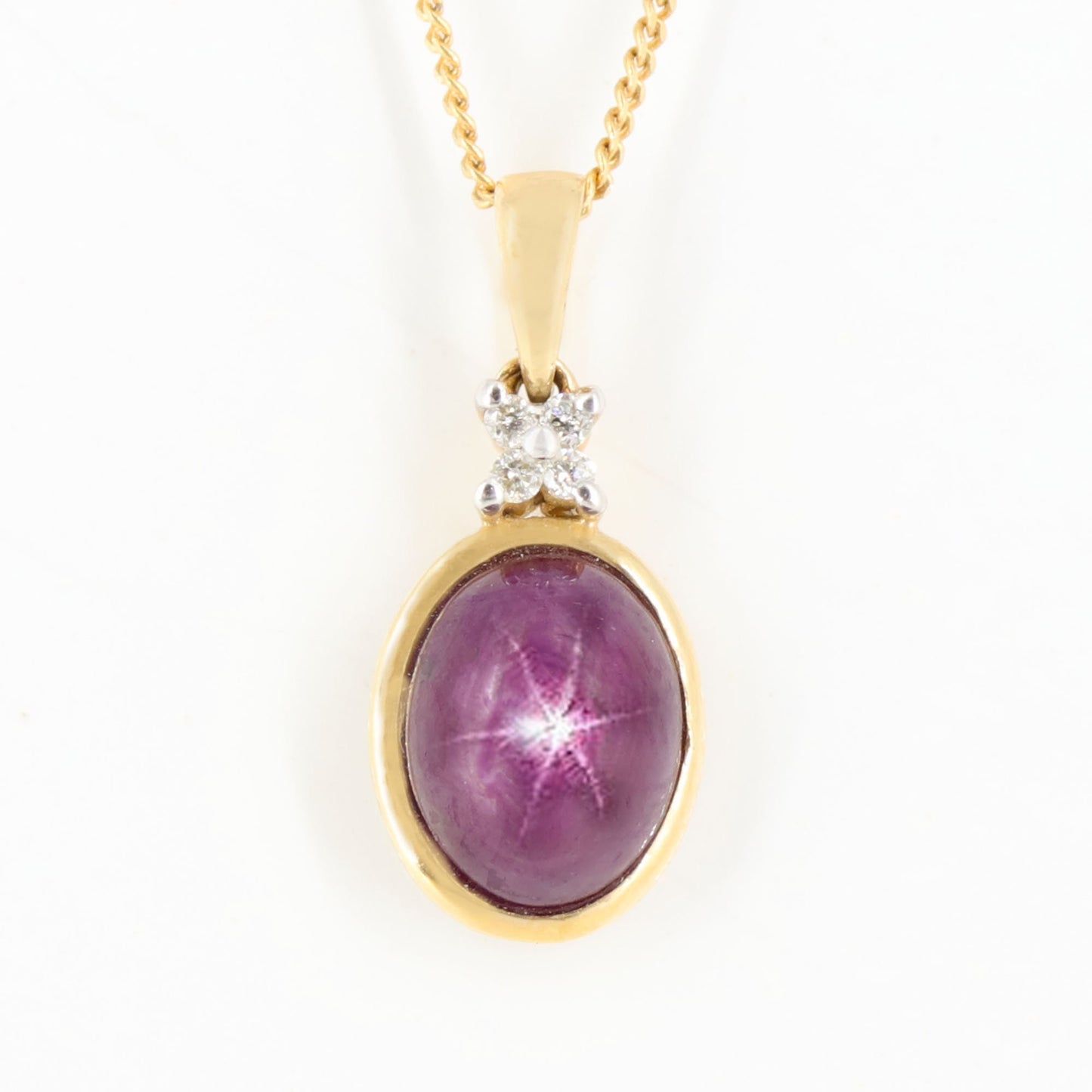 Star Ruby Pendant 14K Gold